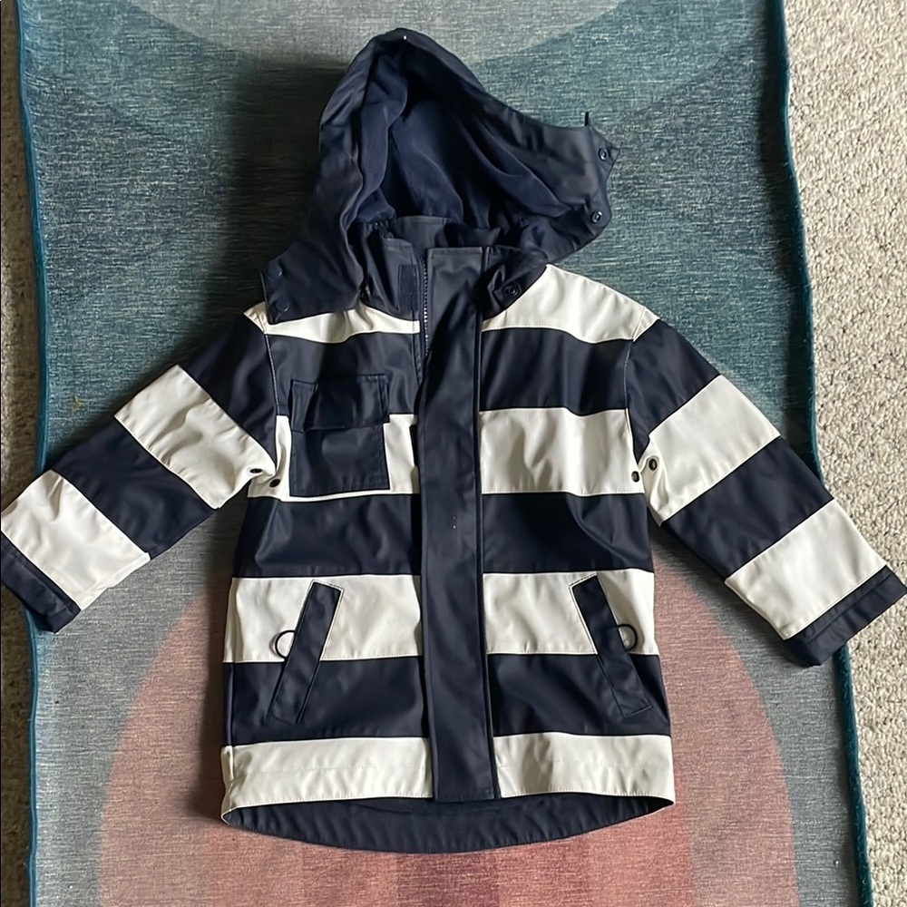 Hatley Blue and White Striped Raincoat Nautical Design